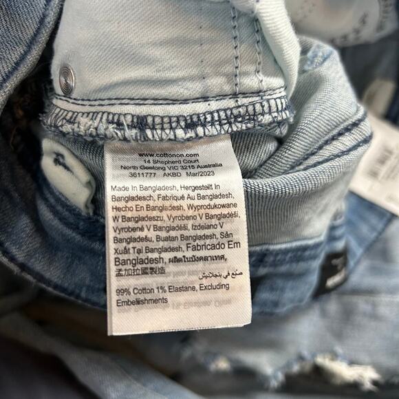 Cotton On Womens Slim Straight Jeans Size 28x29 Distressed Light Wash Blue NEW - Picture 7 of 7